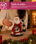 saint joy statuina babbo natale con villaggio e lanterna in resina 16x19 cm ean 8050043128010