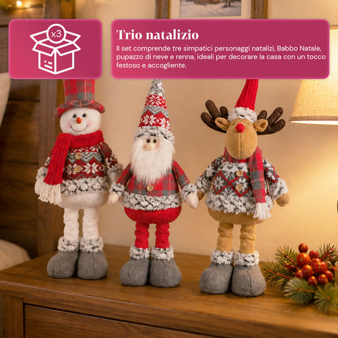 saint joy pupazzi natalizi set 3 con gambe regolabili tema scozzese o inglese ean 8050043128409