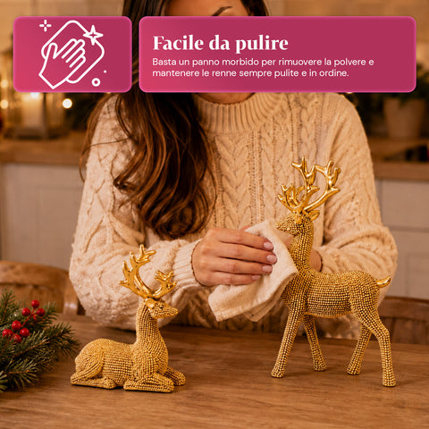 saint joy renne natalizie dorate set 2 pezzi in resina distesa ed eretta ean 8050043127983