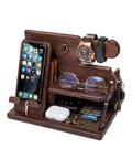 avilia home organizer da scrivania in legno con supporto smartphone e porta orologi compreso di alloggiamento per il cavo ricarica 255x15x185 cm ean 8052879011412