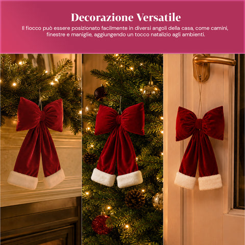 saint joy fiocco albero di natale in velluto rosso con doppia coda 2 misure ean 8050043128515