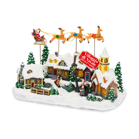 Bewegend kerstdorp Frostvale met ledverlichting, muziek en bewegende slee