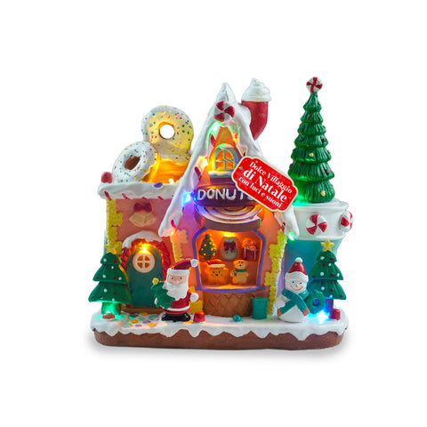 Village de Noël animé Northlight avec lumières LED, musique et arbre rotatif