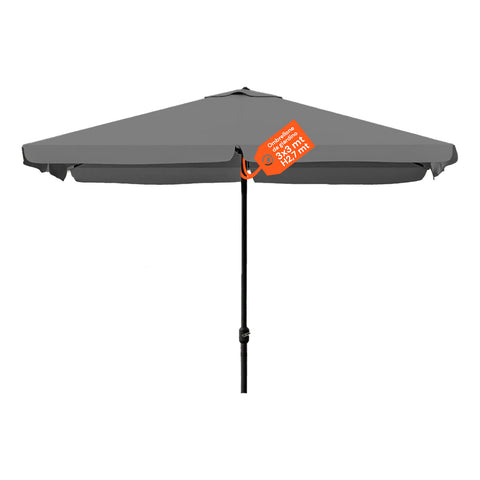 Parasol de jardin 3x3 réglable avec articulation inclinable et poulie