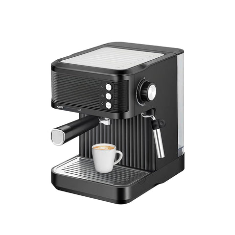 Macchina caffè Bavaria Felicia 20 bar con cappuccinatore e riscalda tazze 850W nero, design elegante compatto