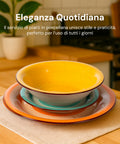 Set Piatti 18 Pezzi Colorati in Ceramica Stoneware per Tavola Elegante
