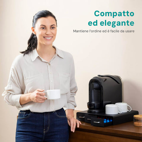 Avilia Portacapsule e Cialde con 3 Scomparti fino a 56 Capsule Design Moderno Ean 8056819052619