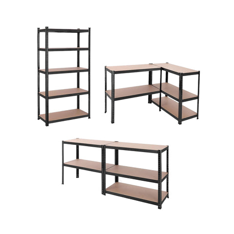 Étagère à 5 niveaux en acier et MDF stratifié effet bois, capacité totale 875kg