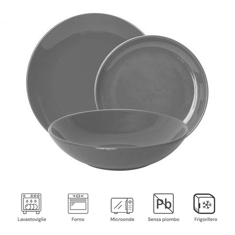 Avilia Servizio 18 Piatti Twist in Porcellana Resistenti con Design Moderno Elegante Raffinato Grigio Ean-8056897155264