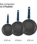 Avilia Padelle Antiaderenti Gaia Alluminio Blu con Fondo a Induzione Set 3 Pezzi con Manico Ergonomico Ean-8056819042856