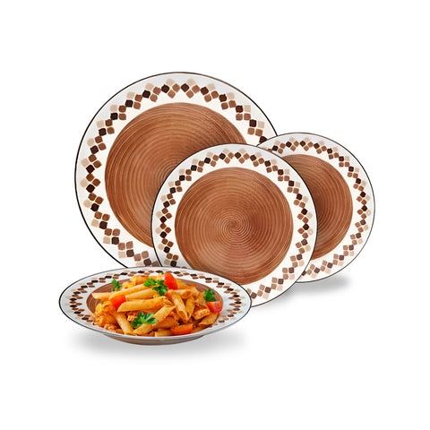 18-delig porseleinen servies met Kalos-decoratie voor 6 personen