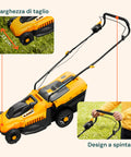 Tosaerba Elettrico 1400W a Spinta con Sacco 35L e 5 Altezze di Taglio