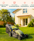 Tosaerba Elettrico 1600W con Regolazione Altezza, Motore AC e Ruote XL
