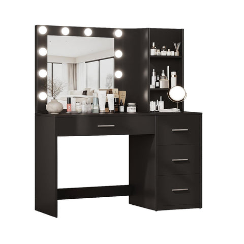 Bureau met spiegel en ledverlichting in 3 tinten: natuurlijk, warm en koel, voor make-up en organisatie