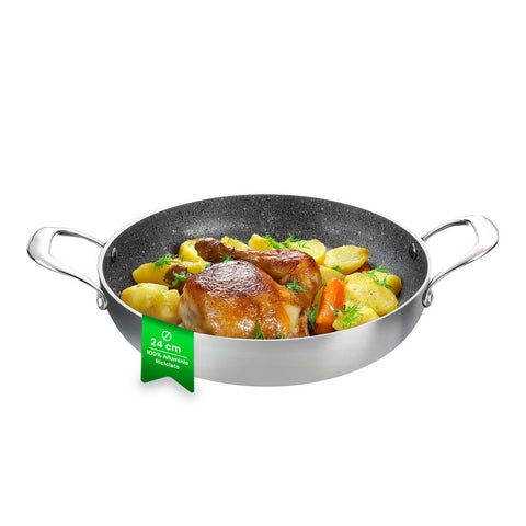 Casserole Évasée Haute en Aluminium Satiné Recyclé – Ø 24/28/32 cm