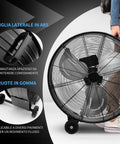 Ventilatore Industriale da Terra 240W 3 Pale in Metallo e 3 Velocità Portatile Nero -DCG-Ean-8052780963299