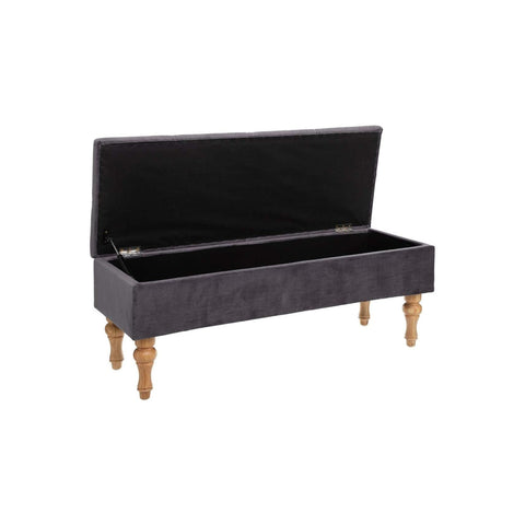 Banc-coffre en velours 102x38x41cm gris