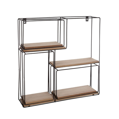 Set van 4 verstelbare wandplanken van hout en metaal 49x48x9,5 cm