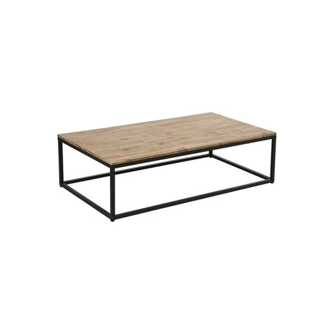 Metalen en houten salontafel 115x65x32,5 cm