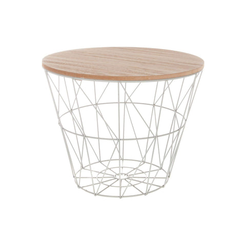 Table basse en bois et métal blanche 38x30,5cm