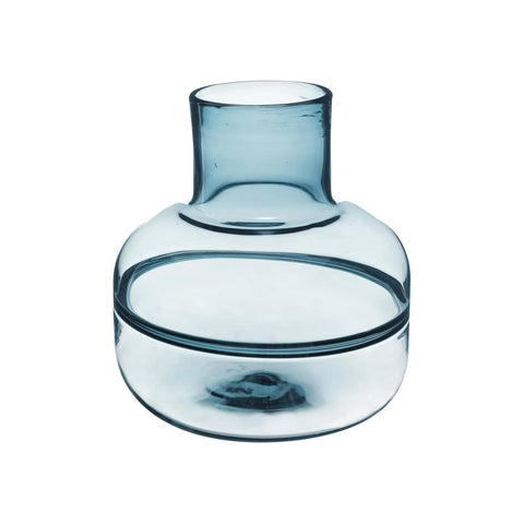 Vase plat à fond circulaire Line en verre gris H24cm