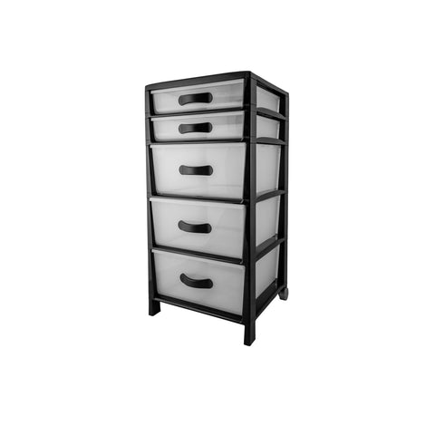 Commode Futura Slim à 5 tiroirs noire