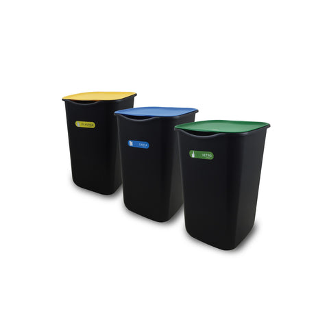 Set van 3 afvalscheidingscontainers van 50 l