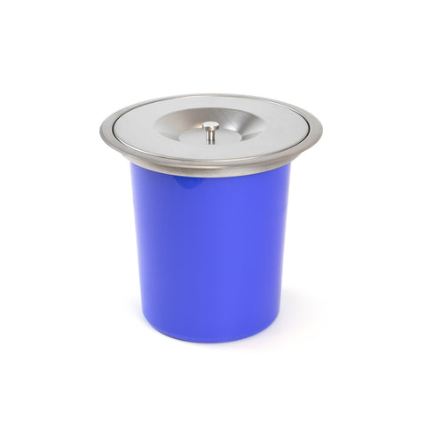 Inbouwafvalbak voor keukenblad met deksel, 6 l, ø21 cm, blauw