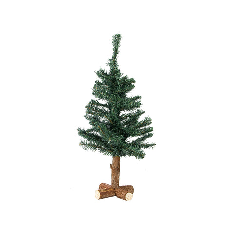 Sapin de Noël de 60 branches avec base en bois 68cm