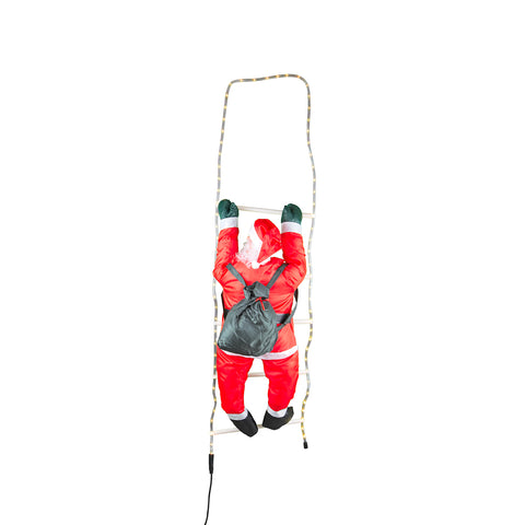 Décoration Père Noël sur échelle à LED 38x140cm