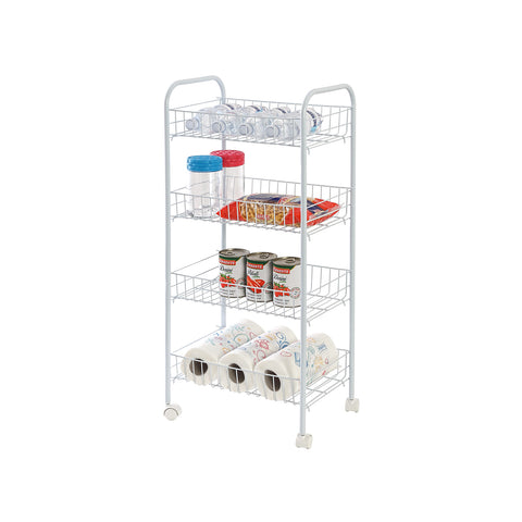 Stalen trolley met 4 legplanken en wieltjes