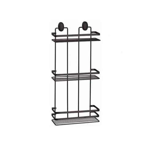 Étagère rectangulaire de douche à 3 niveaux en acier noir, 24x50x11cm
