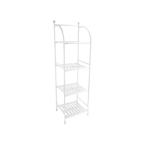 Étagère de rangement de salle de bains à 4 niveaux en métal blanc 33,5x116x27,5cm