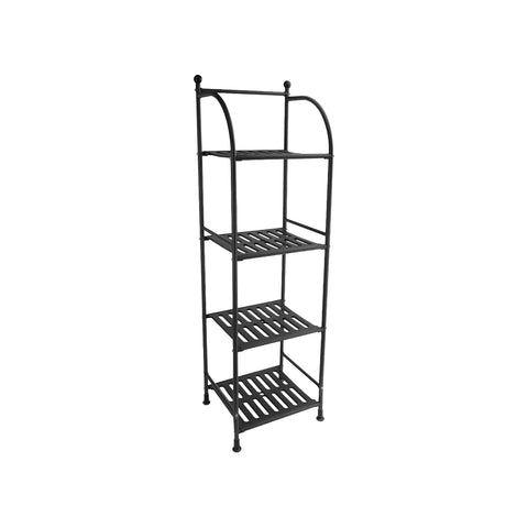 Étagère de rangement de salle de bains à 4 niveaux en métal noir 33,5x116x27,5cm