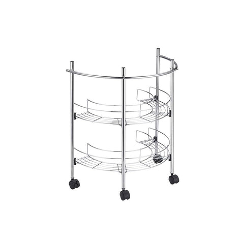 Meuble sous lavabo à 2 niveaux avec roulettes en acier chromé 55x67x34cm
