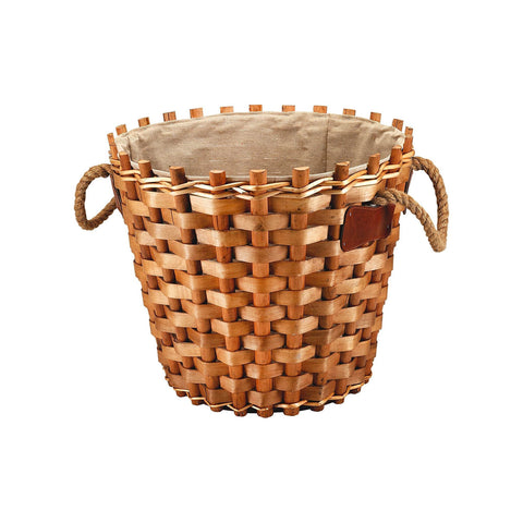 Ronde, gevoerde haardhoutmand, 47x47x40 cm