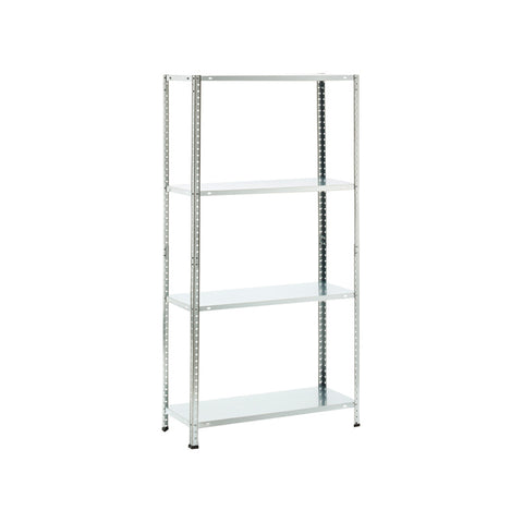 Rek met 4 legplanken van metaal en MDF, met bouten