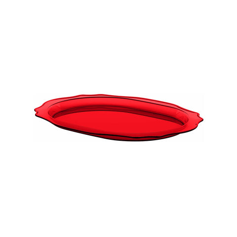 Ovale serveerschaal van SAN/SMMA, rood, 47,5 x 36 cm