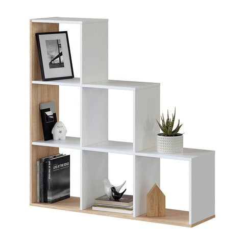 Boekenkast met 6 vakken, wit, 110x108x28 cm