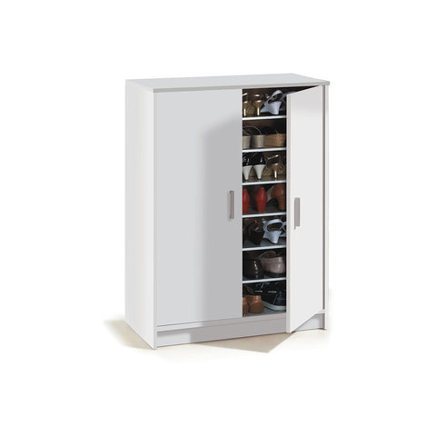 Meuble à chaussures à 2 portes blanc 75x35x101cm