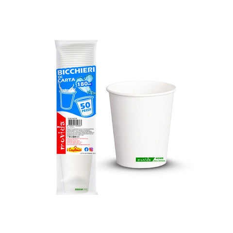 Lot de 50 gobelets en carton bio pour eau 180ml