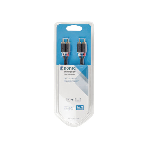 Audiokabel 2x RCA male - male 3 m