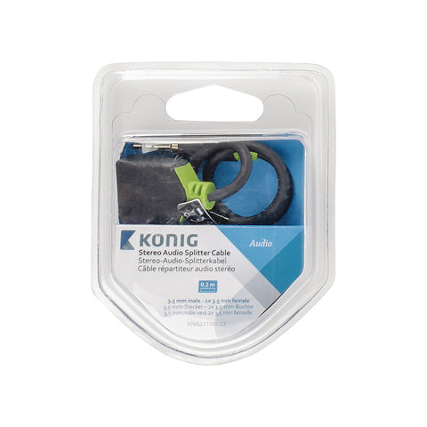 Audiokabel M 3,5 mm - 2x 3,5 mm F 0,20 m