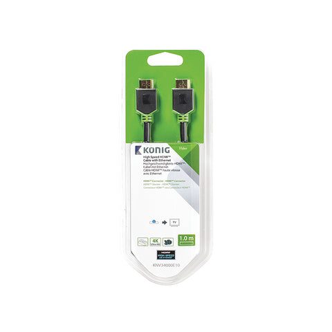Zwarte HDMI-kabel met Ethernet 1 m