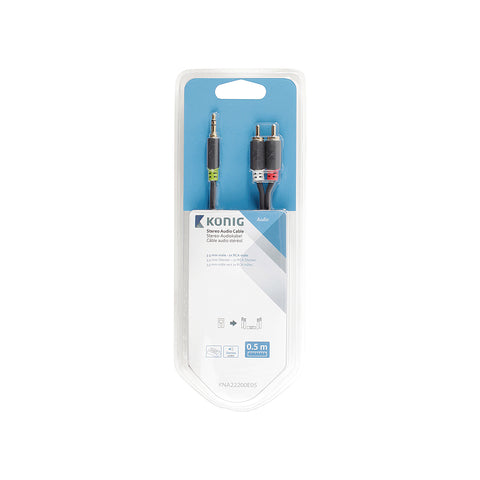 Stereokabel M 3,5 mm - 2x RCA M 0,50m
