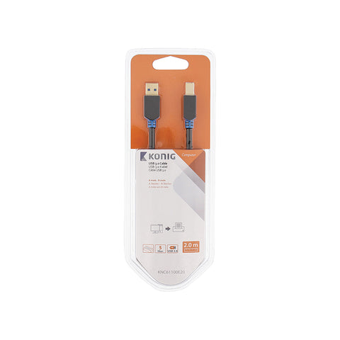 USB 3,0-kabel male A - male B 2 m