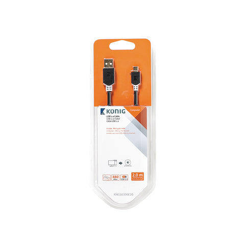 USB-kabel male - mini-male 5-pin 2 m