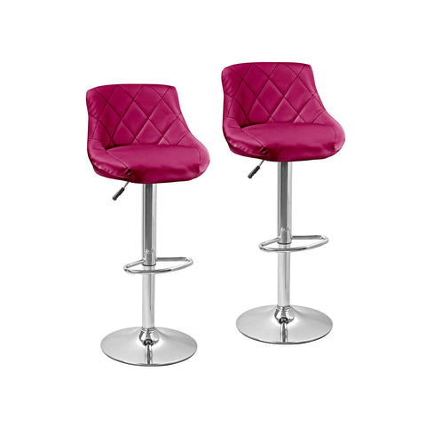 Lot de 2 tabourets de bar et de cuisine en similicuir bordeaux