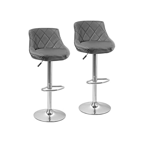 Lot de 2 tabourets de bar et de cuisine en similicuir gris