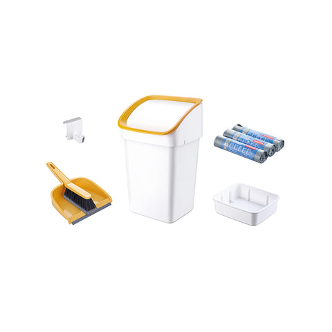 Set poubelle avec brosse et sacs 21l